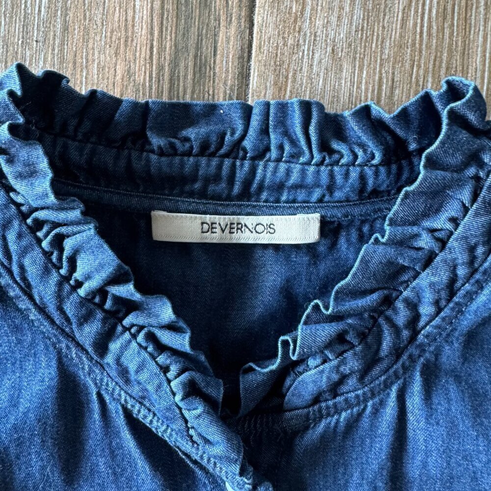 Devernois France women's long sleeve denim blouse size 36EU. US 6 - Picture 6 of 10